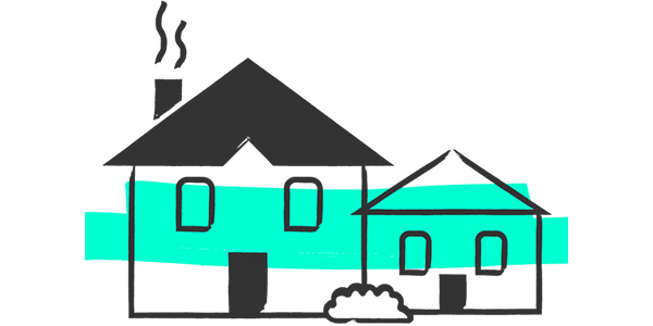 Zwei gezeichnete Einfamilienhäuser