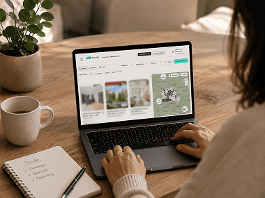 Immobiliensuche am Laptop