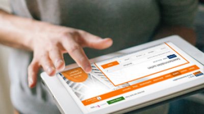 Mit dem Tablett suchen