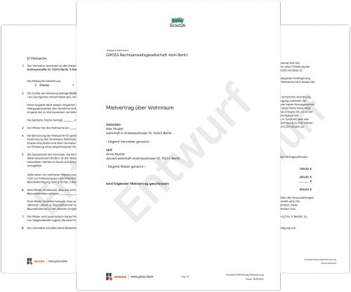 So sieht der Mustermietvertrag aus