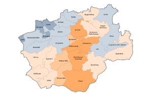 Karte von Stadtteilen von Bochum
