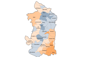 Karte mit Stadtteilen von Duisburg