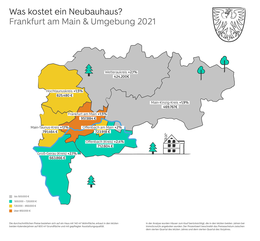 Neubau-Kauf-Map Frankfurt a. M. und Umland 2021