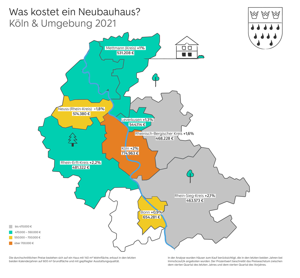 Neubau-Kauf-Map Köln und Umland 2021