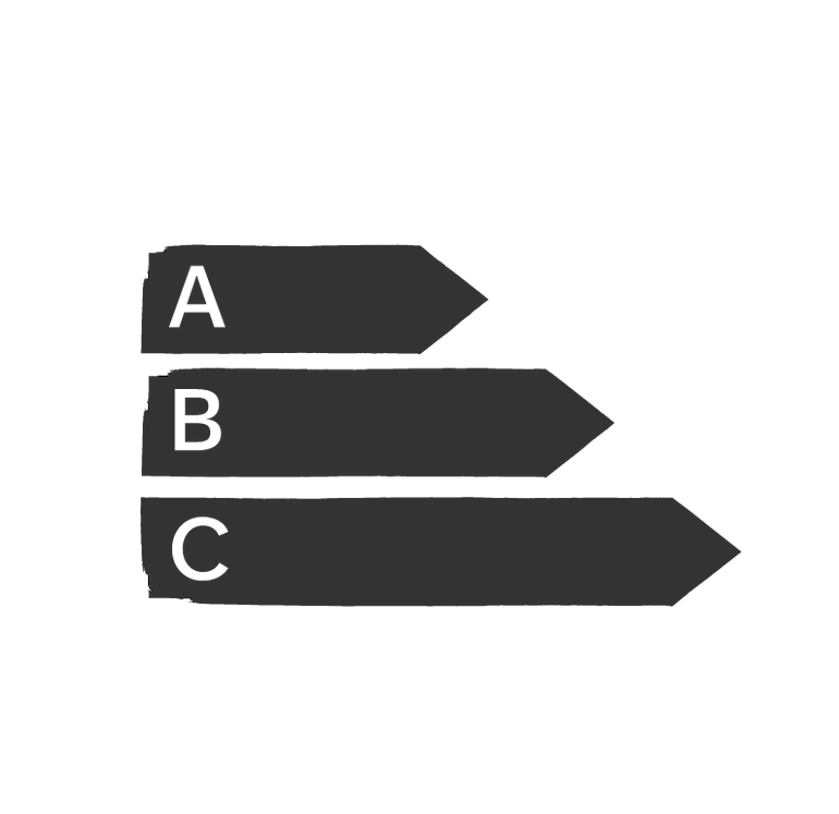 Illustration der Energieausweis Effizienzklassen A, B, C