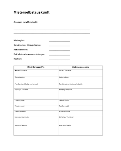 Mieterselbstauskunft