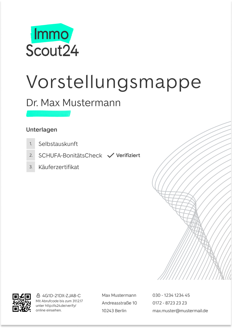 Deckblatt von ImmoScout24 Vorstellungsmappe für Immobilienkauf