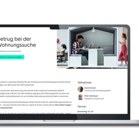 Grafik: Laptop mit Anmeldeseite für ein Sicherheits-Webinar