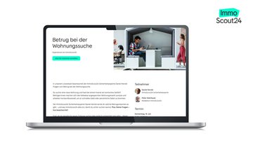 Grafik: Laptop mit Anmeldeseite für ein Sicherheits-Webinar