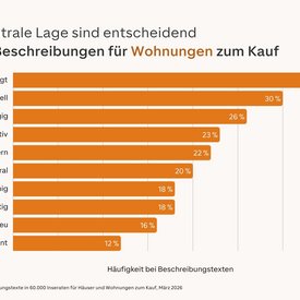 Balkendiagramm mit den meistverwendeten Adjektiven in Immobilieninseraten f&uuml;r Wohnungen